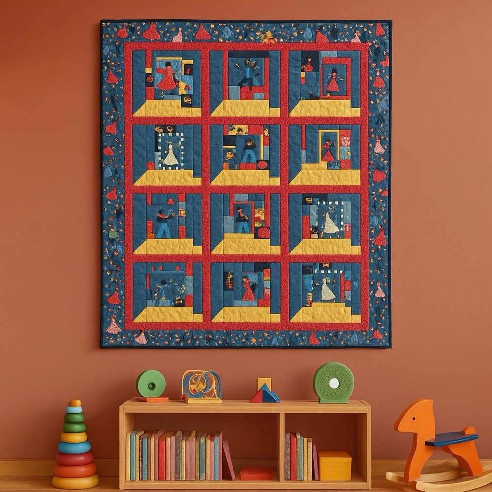 Handmade Patchwork Block Quilt Wall Hanging Textile Folk Art #1201252